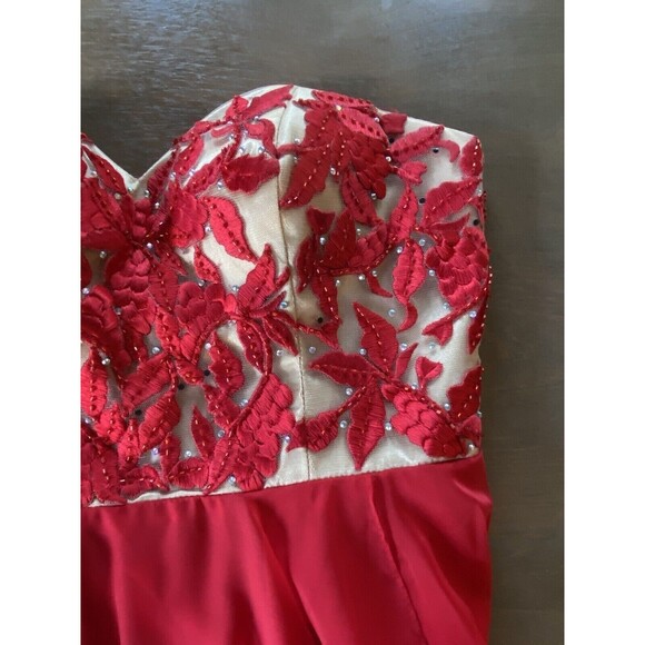 Sherri Hill Dress Size 10 Prom Pageant Gala Formal Gown Flowy Red Gold  # 1924 - Picture 16 of 16